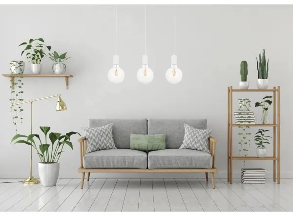 Luster na lanku MIROS 3xE27/60W/230V biela