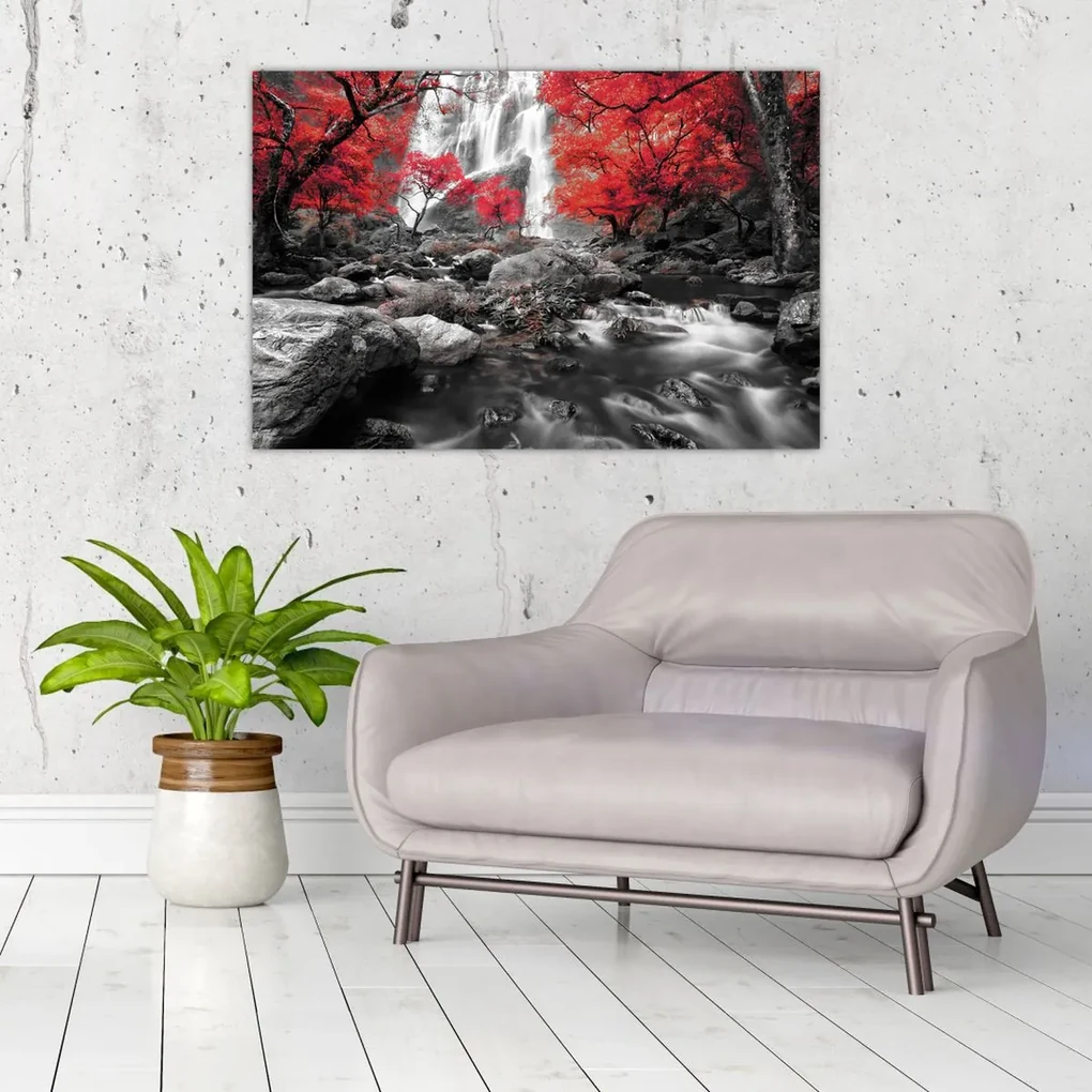 Obraz - Vodopády v jesennej krajine (90x60 cm)