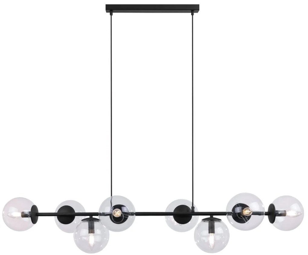 Závesne svietidlo Paris, 8x transparentné sklenené tienidlo, B