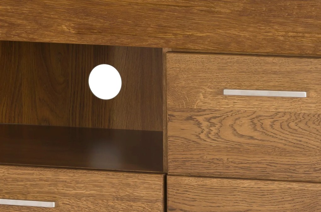Televízny stolík Velvet II 24 111 cm z masívu s LED osvetlením dub Rustikal