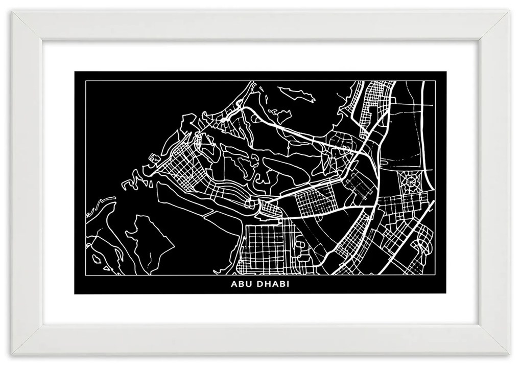 Gario Plagát City plan Abu Dhabi Farba rámu: Bez rámu, Rozmery: 100 x 70 cm