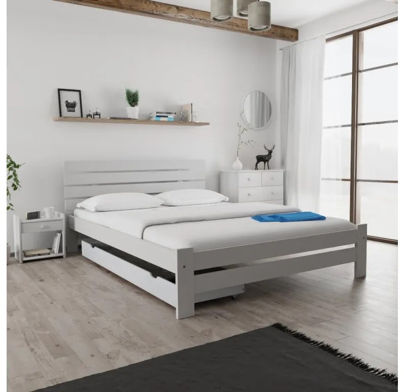Posteľ PARIS zvýšená 120 x 200 cm, biela Rošt: S lamelovým roštom, Matrac: Matrac COCO MAXI 20 cm
