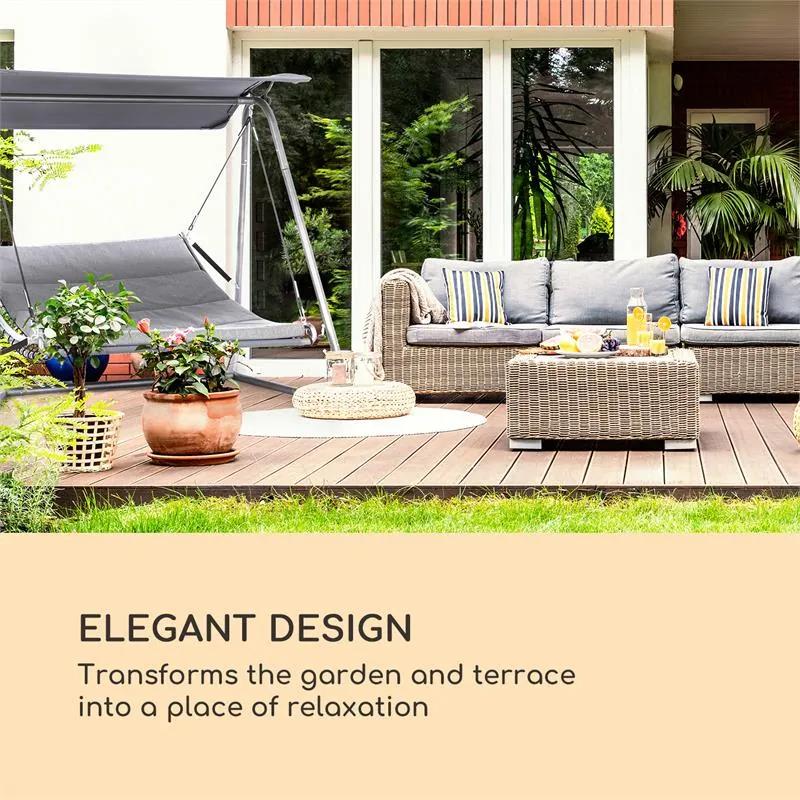 Garden Grove, záhradné ležadlo, swing bed, oceľový rám, slnečná strecha, polyester, antracit