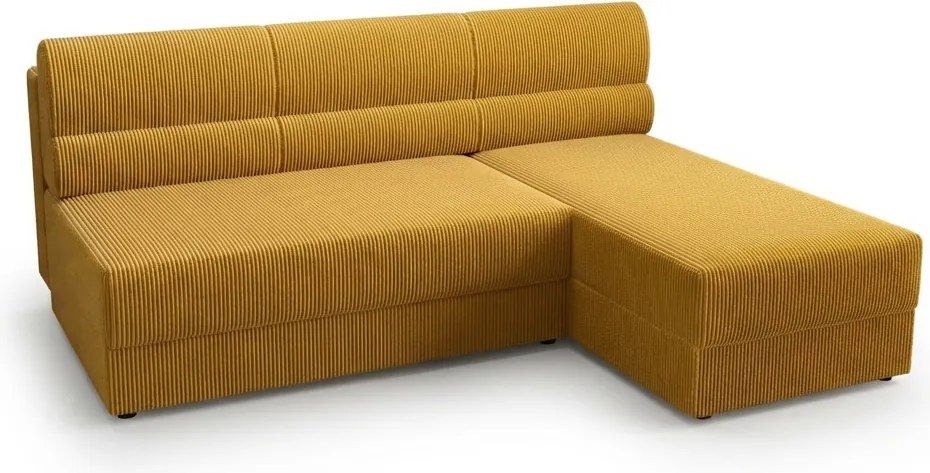 Rozkladacia obojstranná sedacia súprava do L TAVERO SLIM 201x140 cm, horčicová