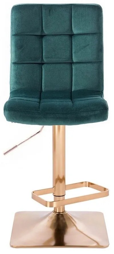 LuxuryForm DESIGN Barová stolička TOLEDO VELUR na zlatej hranatej podstave - zelená