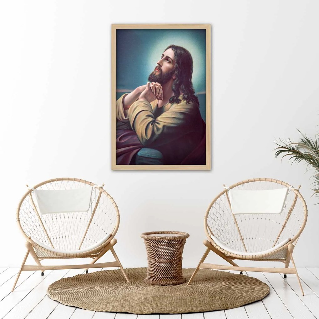 Gario Plagát Ježiš sa modlí Farba rámu: Čierna, Rozmery: 60 x 90 cm