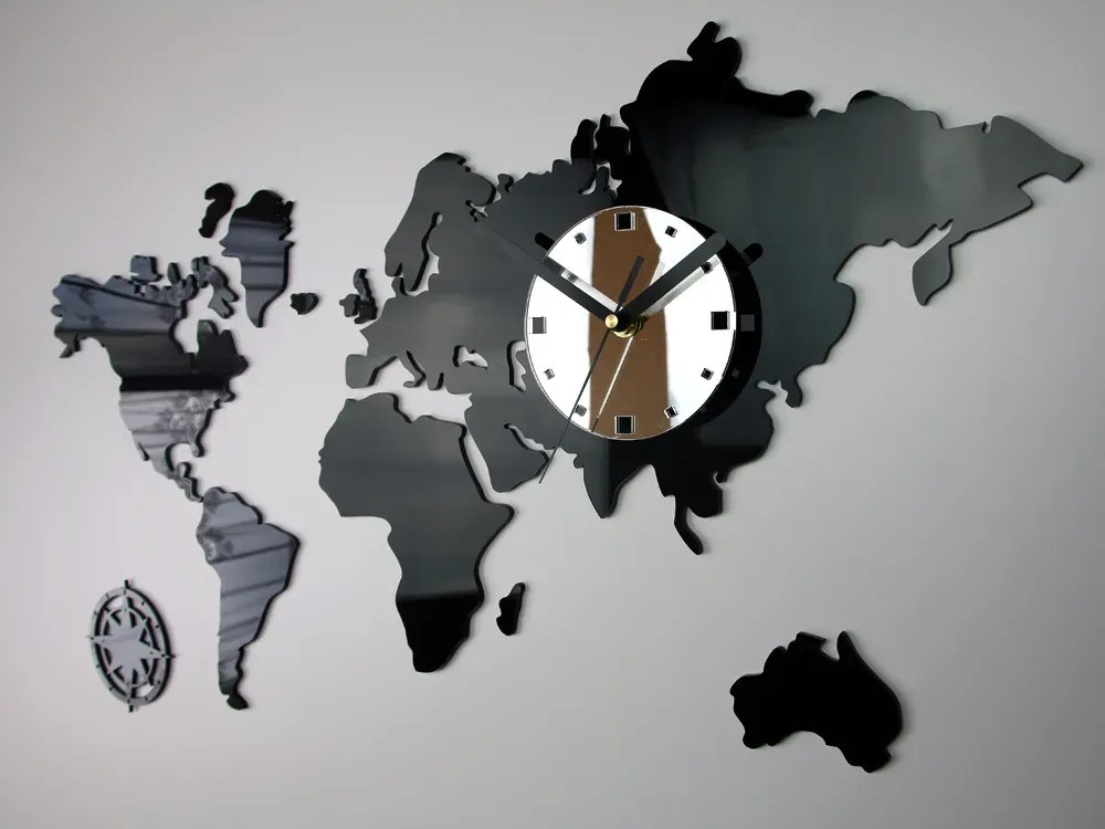 3D nalepovacie hodiny Continents wenge