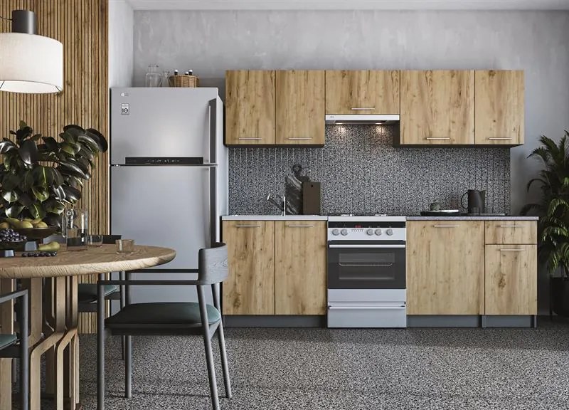Kuchyňa 240 cm Danna (tmavé drevo + sivá). Vlastná spoľahlivá doprava až k Vám domov. 1048681