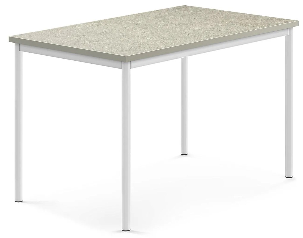 Stôl SONITUS, 1200x800x760 mm, linoleum - svetlošedá, biela