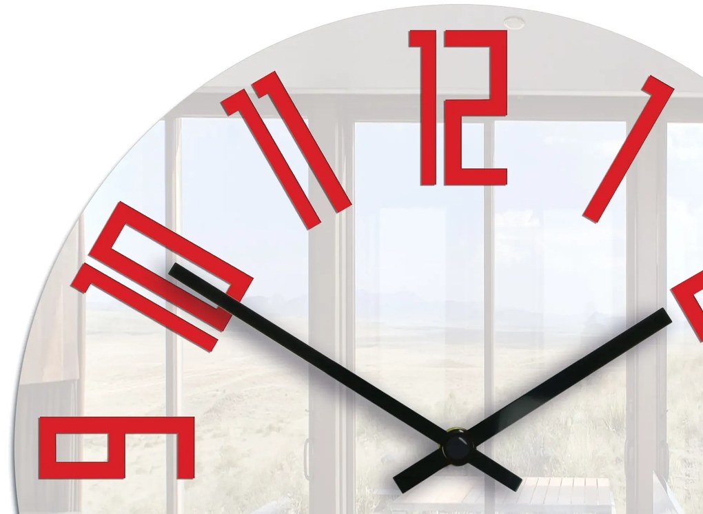 Nástěnné hodiny Slim 32 cm bílé/červené