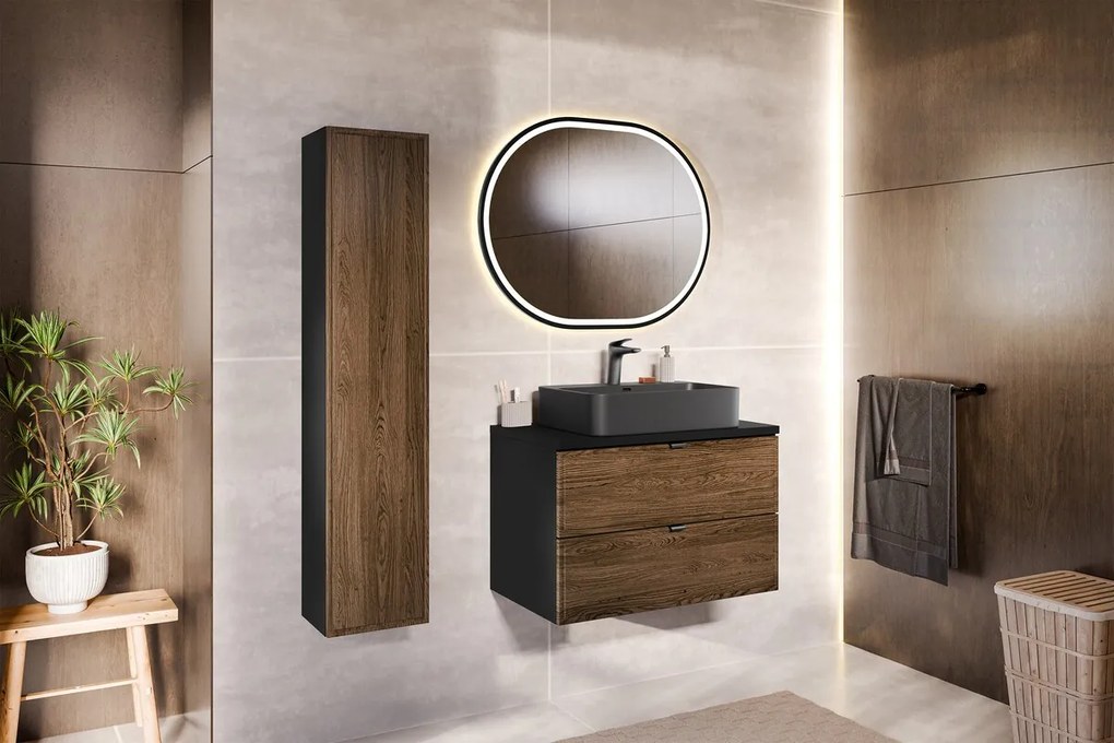 Umývadlová skrinka Talia Casella 80 cm čierna mat/dub casella