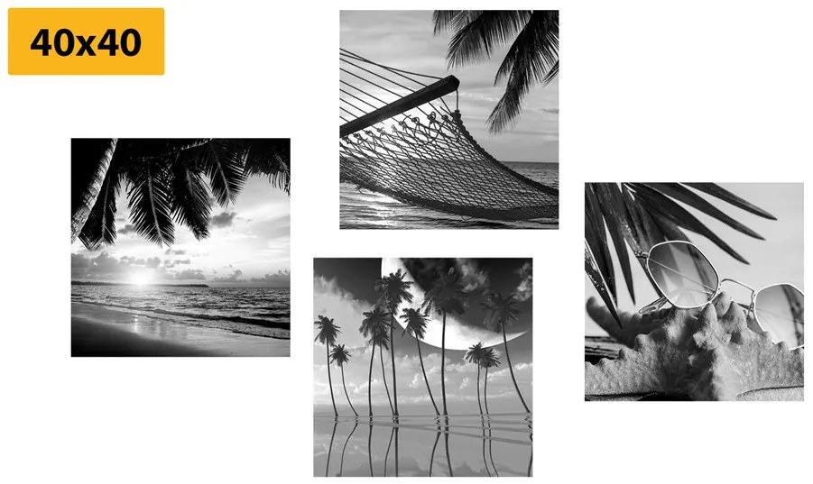 Set obrazov čiernobiele zákutia pláže