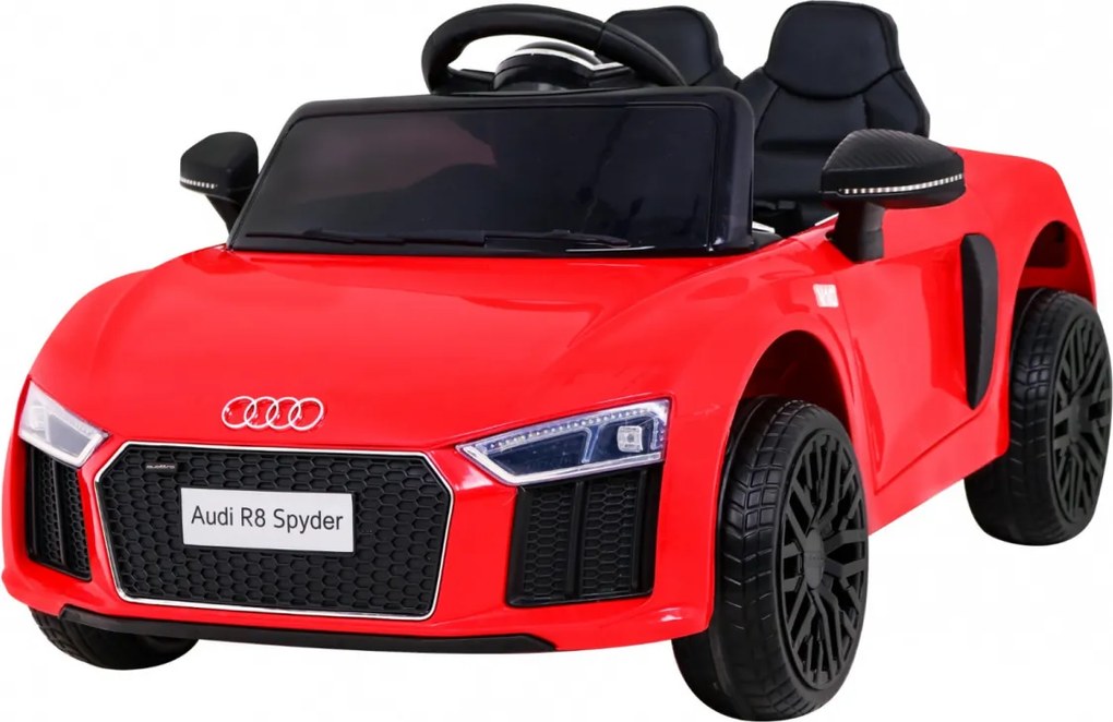 Ramiz Audi R8 na batérie pre deti Červená + diaľkové ovládanie + EVA + pomalý štart + MP3 LED