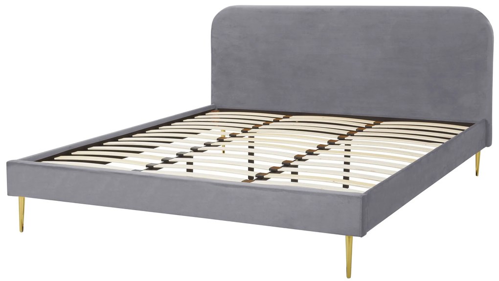 Zamatová posteľ 180 x 200 cm sivá FLAYAT Beliani