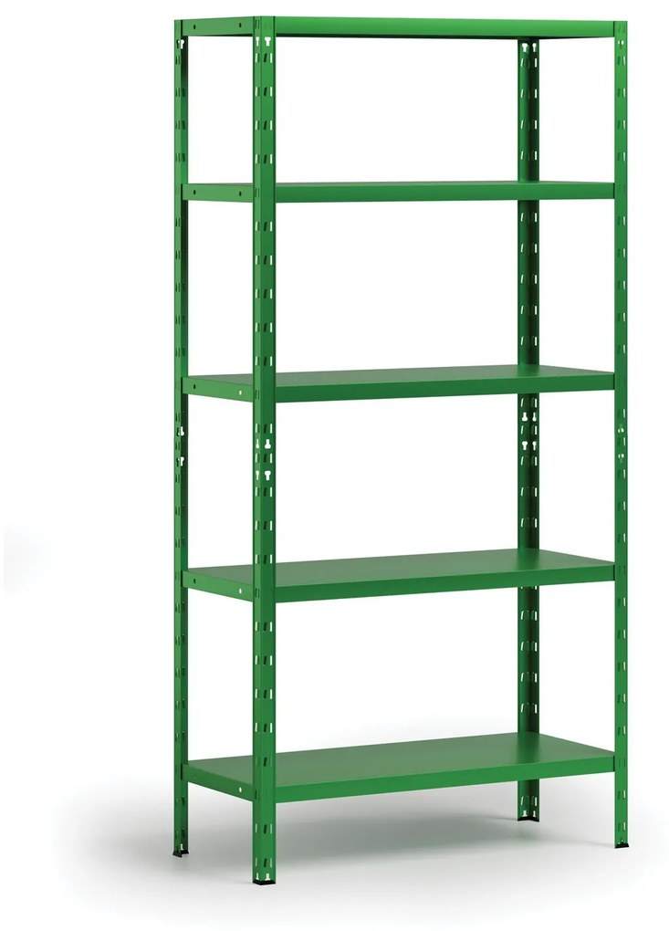 Policový regál 1800x900x400 mm, 5 políc, nosnosť police 70 kg, zelený