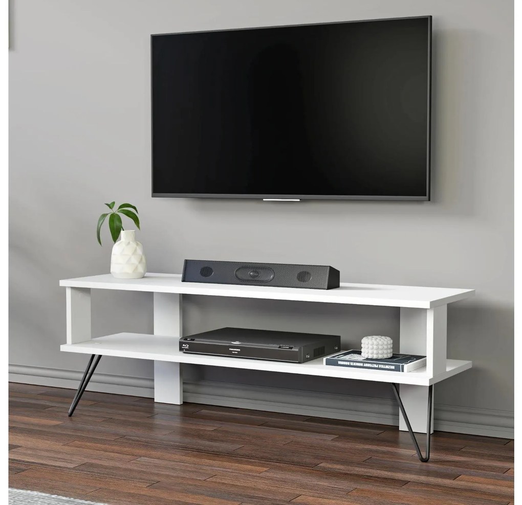TV stolík/skrinka Dual (biela). Akcia -20%. Vlastná spoľahlivá doprava až k Vám domov. 1107984