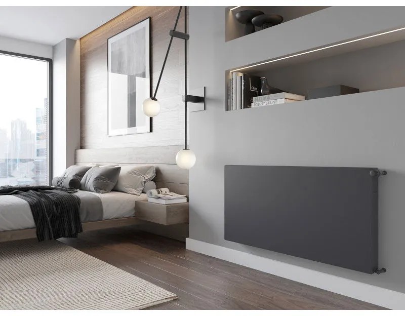 Mexen, Mexen Flat CF21 panelový radiátor 900 x 400 mm, bočné pripojenie, 636 W, antracit - W421F-090-040-66