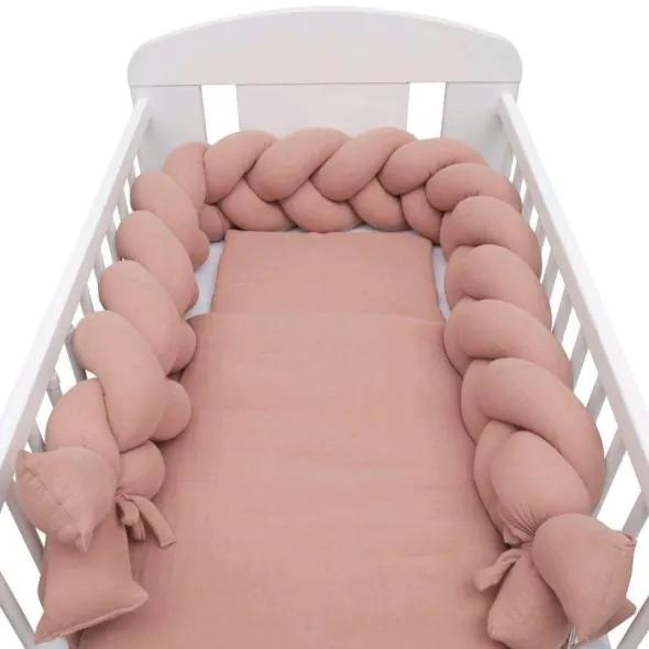 NEW BABY Mušelínový set do postieľky s výplňou New Baby 100x70 cm ružový