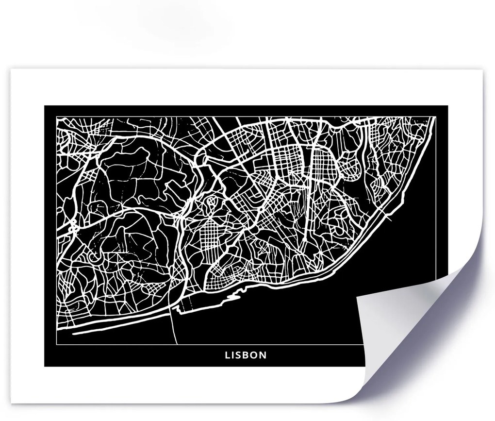 Gario Plagát Plán mesta Lisabon Farba rámu: Bez rámu, Rozmery: 45 x 30 cm