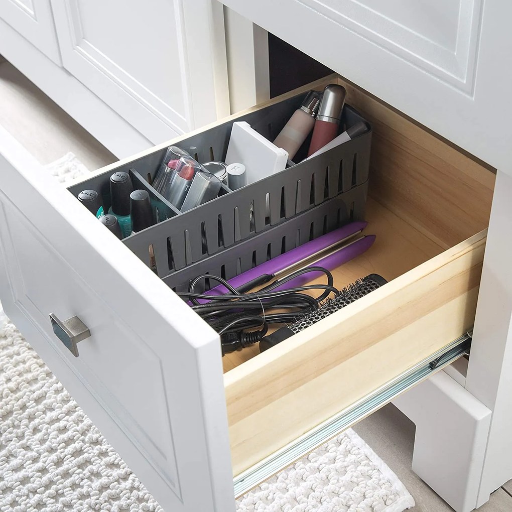 Orion Úložný box s priehradkami, stohovateľný, sivý, NIKI (4 priehradky), 32 x 10 x 7 cm