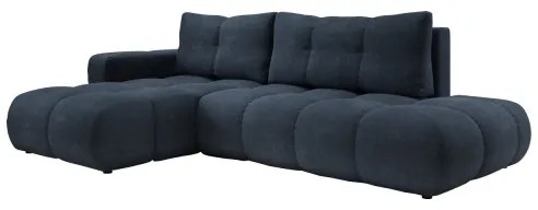 Raztegljiva kotna oblazinjena sedežna garnitura z odlagalnim prostorom v obliki črke L ALMADA, leva, modra