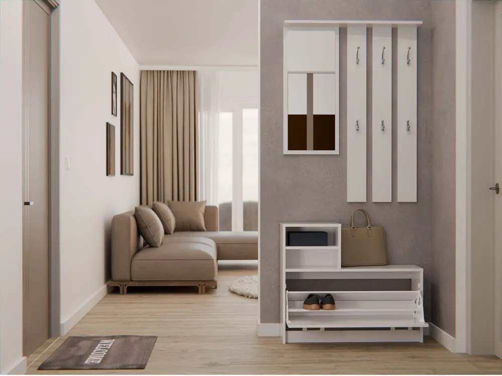 Predsieňová zostava Vayan 1 (biela) (so zrkadlom). Akcia -20%. Vlastná spoľahlivá doprava až k Vám domov. 1132525