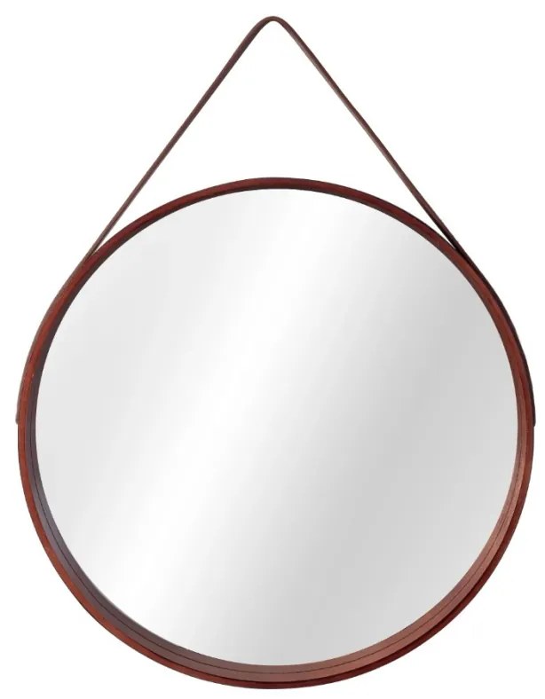 Tutumi Tutumi, okrúhle zrkadlo 59 cm na hnedom pásiku NBKL-180B-DB, tmavá hnedá, HOM-09696