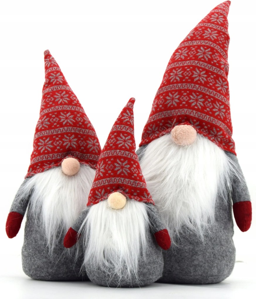 Vianočný škriatok elf 019 - 50 cm červený/šedý
