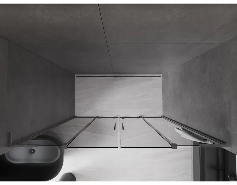 Mexen Velar L Duo, posuvné sprchové dvere do otvoru 170 cm, 8mm šedé sklo, grafit brúsený, 871-170-003-42-66