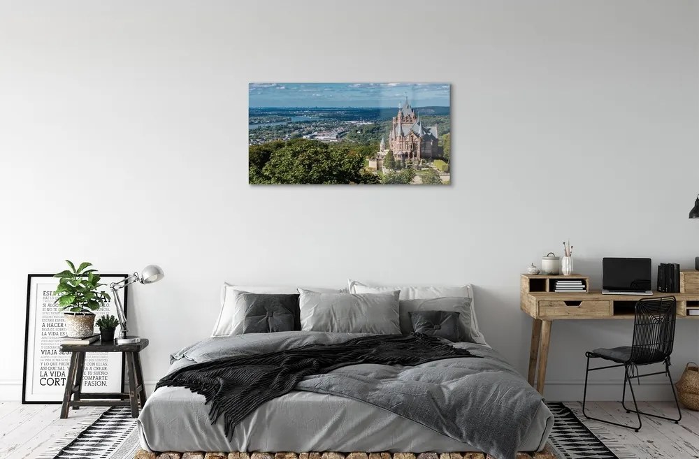 Sklenený obraz Nemecko Panorama mestského hradu 100x50 cm