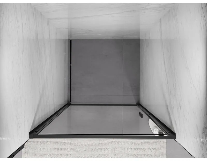 Mexen Exo, 1-krídlové dvere do otvoru 70x200 cm, 6mm číre sklo, čierny profil, 817-070-000-70-00