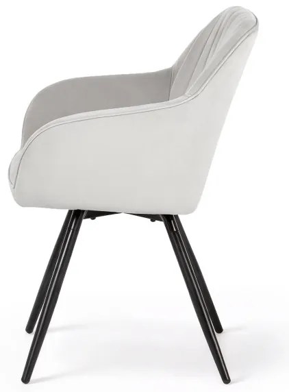 Sada dvoch jedálenských stoličiek TURNO zamatové, sivé / čierne nohy (2 ks)