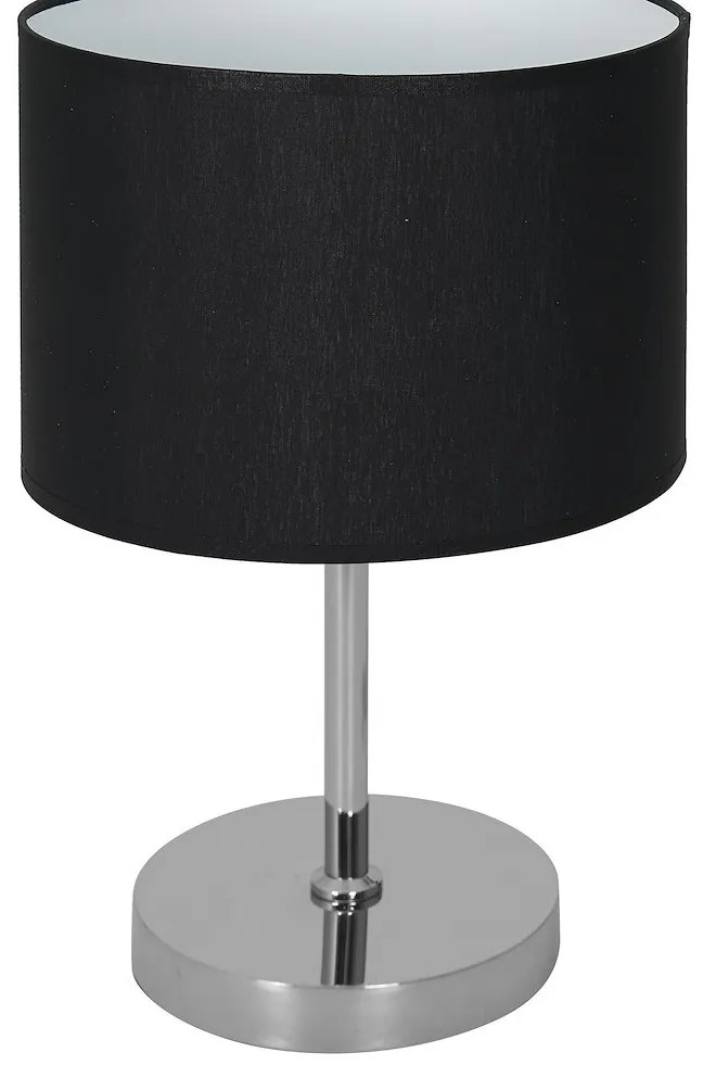 Stolná lampa Casino, 1x čierne textilné tienidlo, ch
