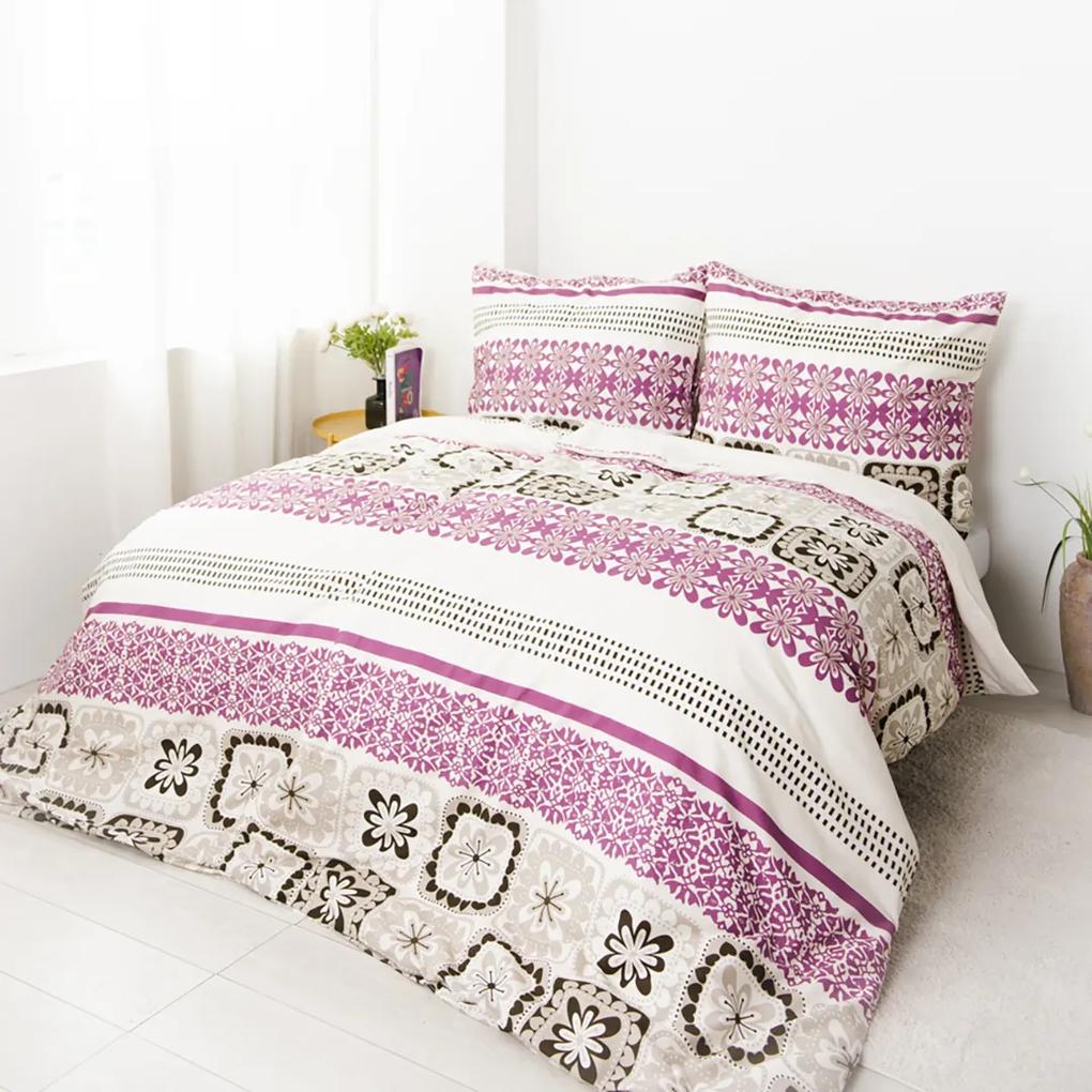 XPOSE­­® Bavlnené obliečky na dve postele DRAHOSLAVA - sivé/fialové