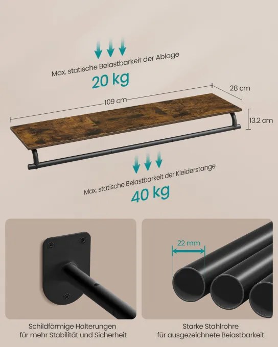 Nástenný vešiak s policou HSR135B01