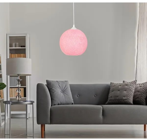 Luster na lanku JUTE 1xE27/60W/230V ružová