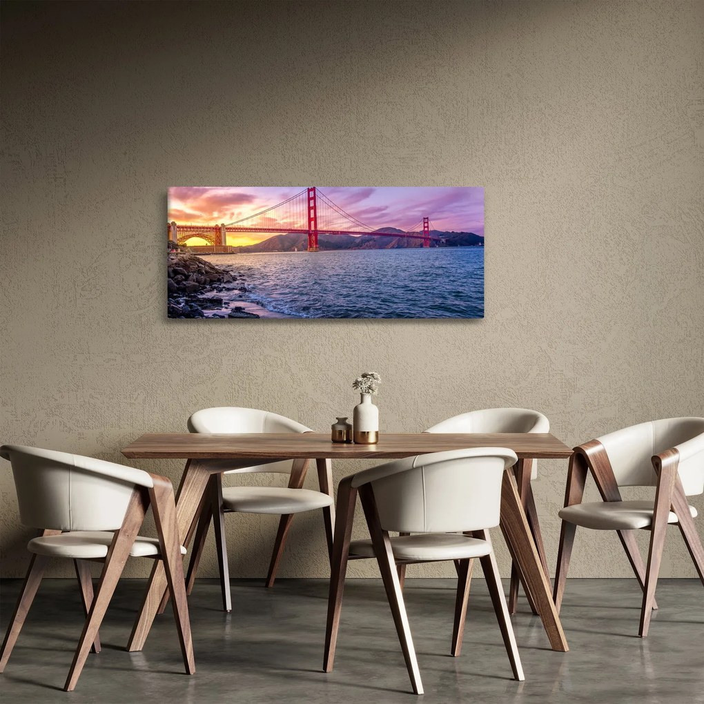 Obraz mosta pri západe slnka (120x50 cm)