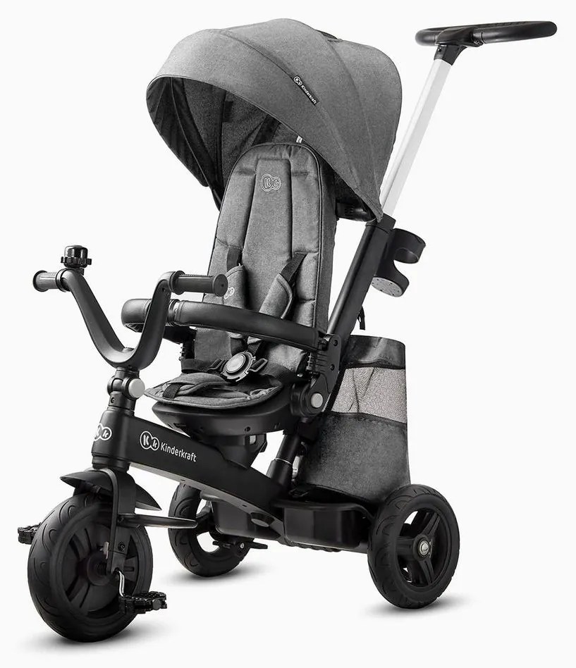 KINDERKRAFT - Detská trojkolka 5v1 EASYTWIST šedá/čierna