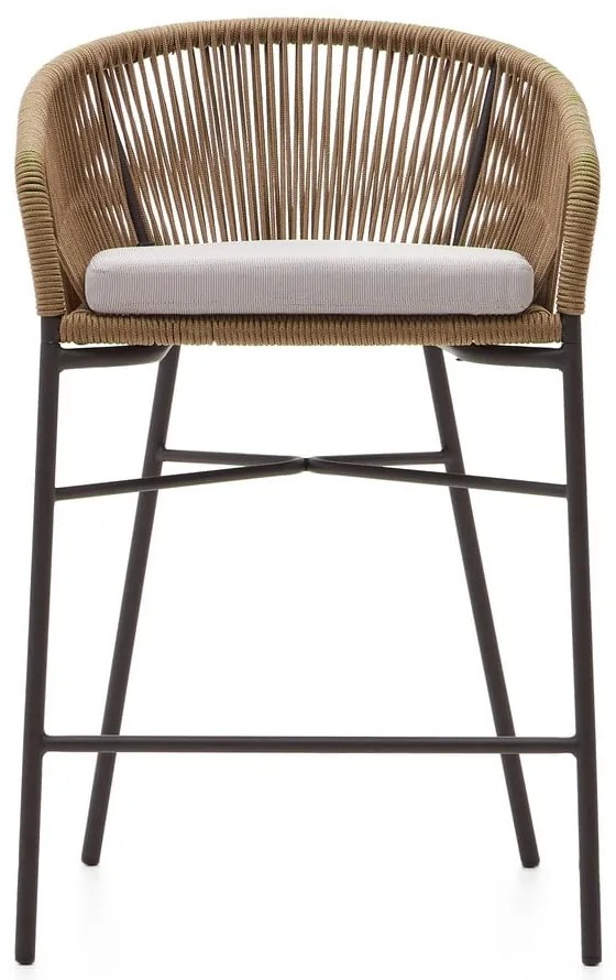 Béžová kovová/polstrovaná záhradná barová stolička Yanet – Kave Home