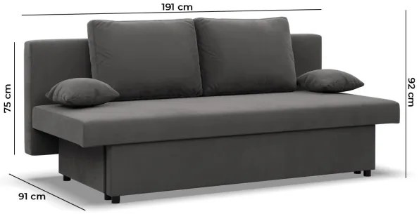 Pohovka NOLA rozkladacia, sivá / čierna