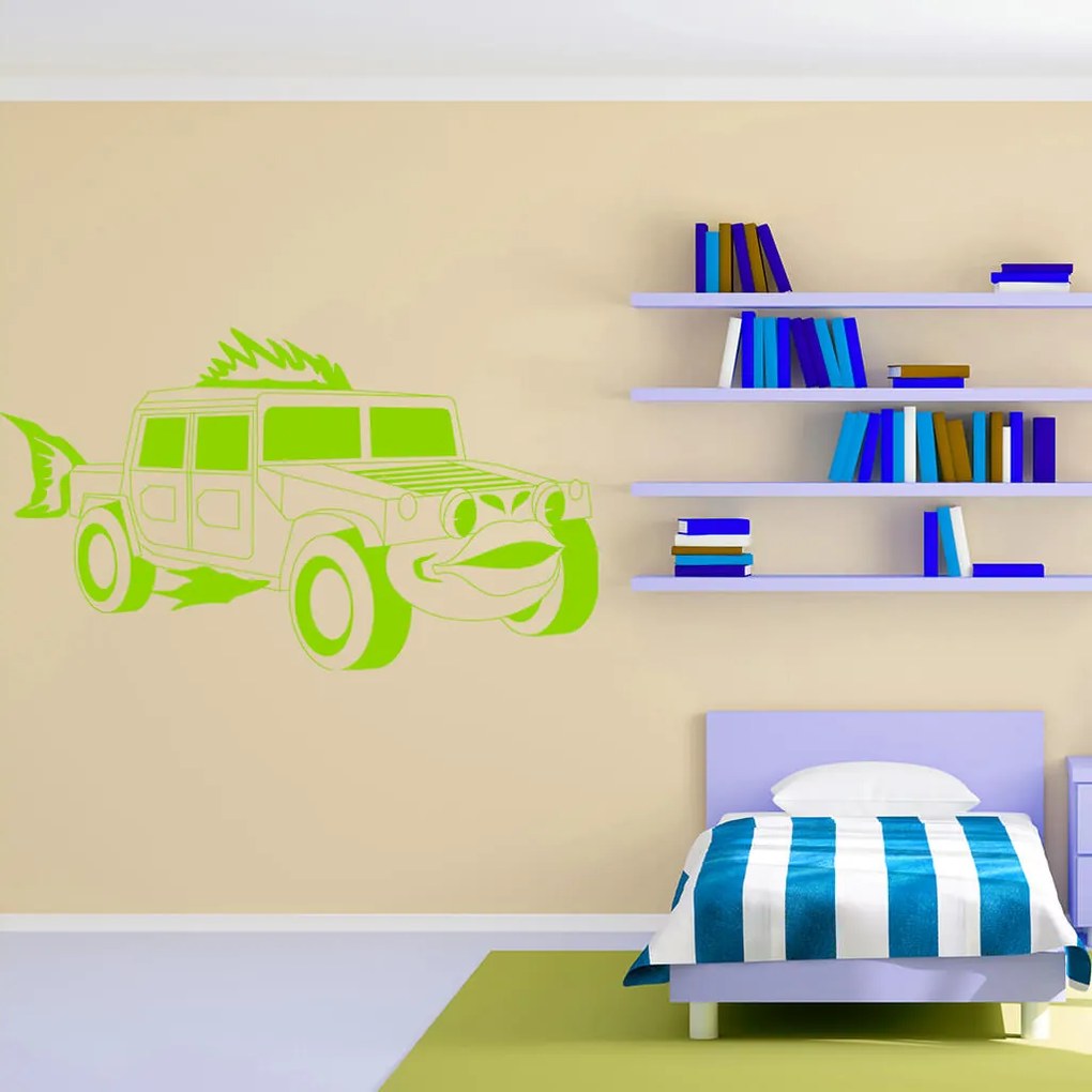 Veselá Stena Samolepka Detské autíčko Jeep Farba: fialová, Veľkosť: 60 x 35 cm