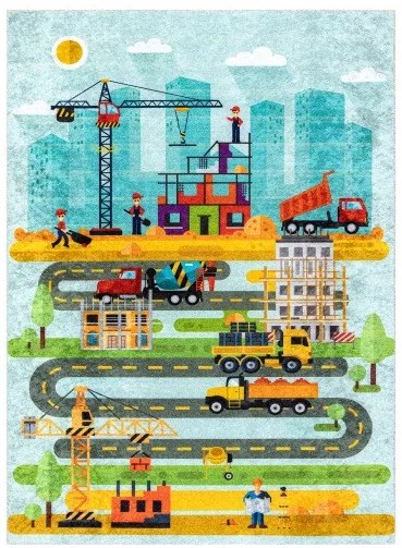 Dywany Łuszczów, Detský kusový koberec Junior 52105.801 Construction site, 80x150, viacfarebná, detská izba