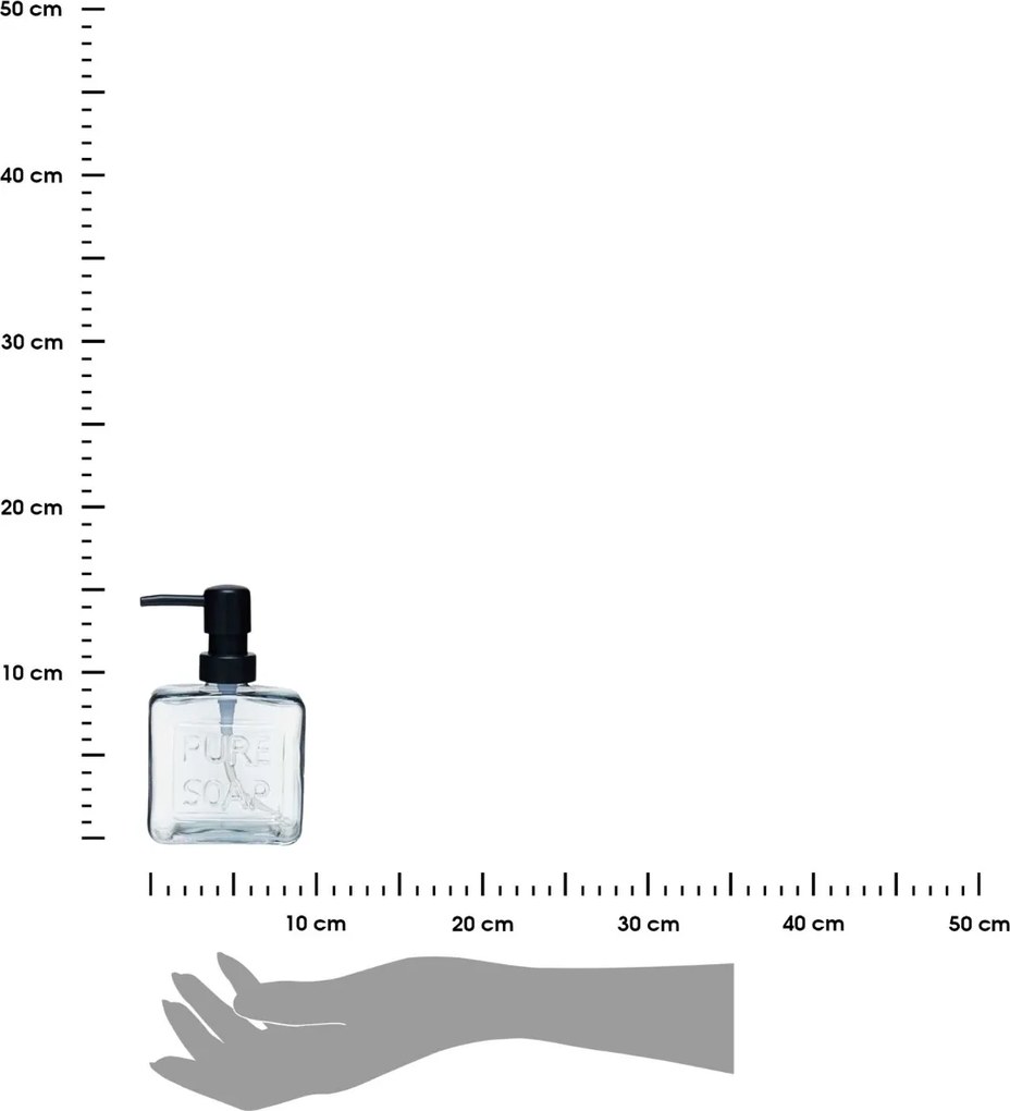 Dávkovač mydla Pure, transparentná/s čiernymi prvkami, 250 ml