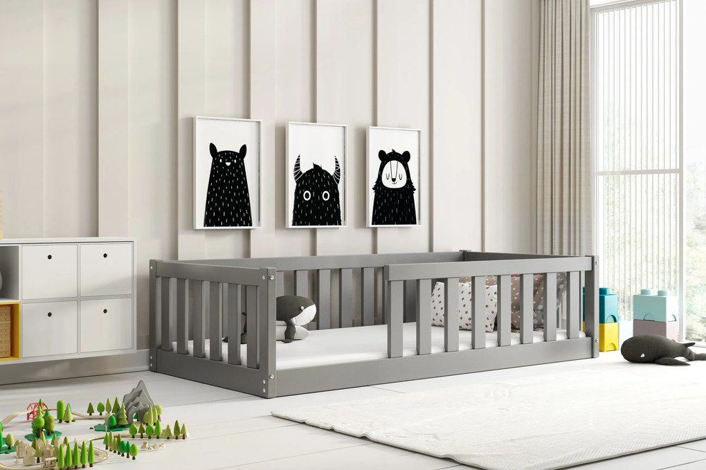 Detská posteľ BELLA SIMA 160x80 Montessori z masívu – grafitová