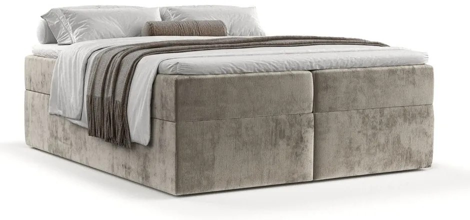 Svetlohnedá boxspring posteľ s úložným priestorom 160x200 cm Yoko – Maison de Rêve