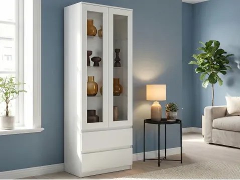Vysoká vitrína Carlos, biela, šírka 70 cm%