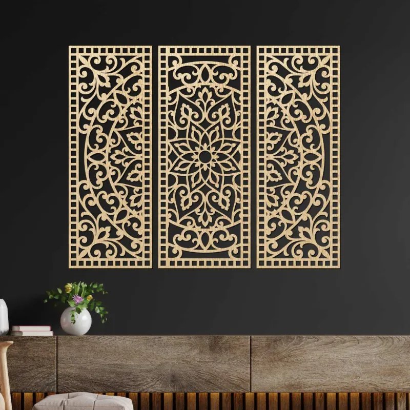 Nástenná dekorácia trojdielny panel mandala  | SENTOP PR0514-A