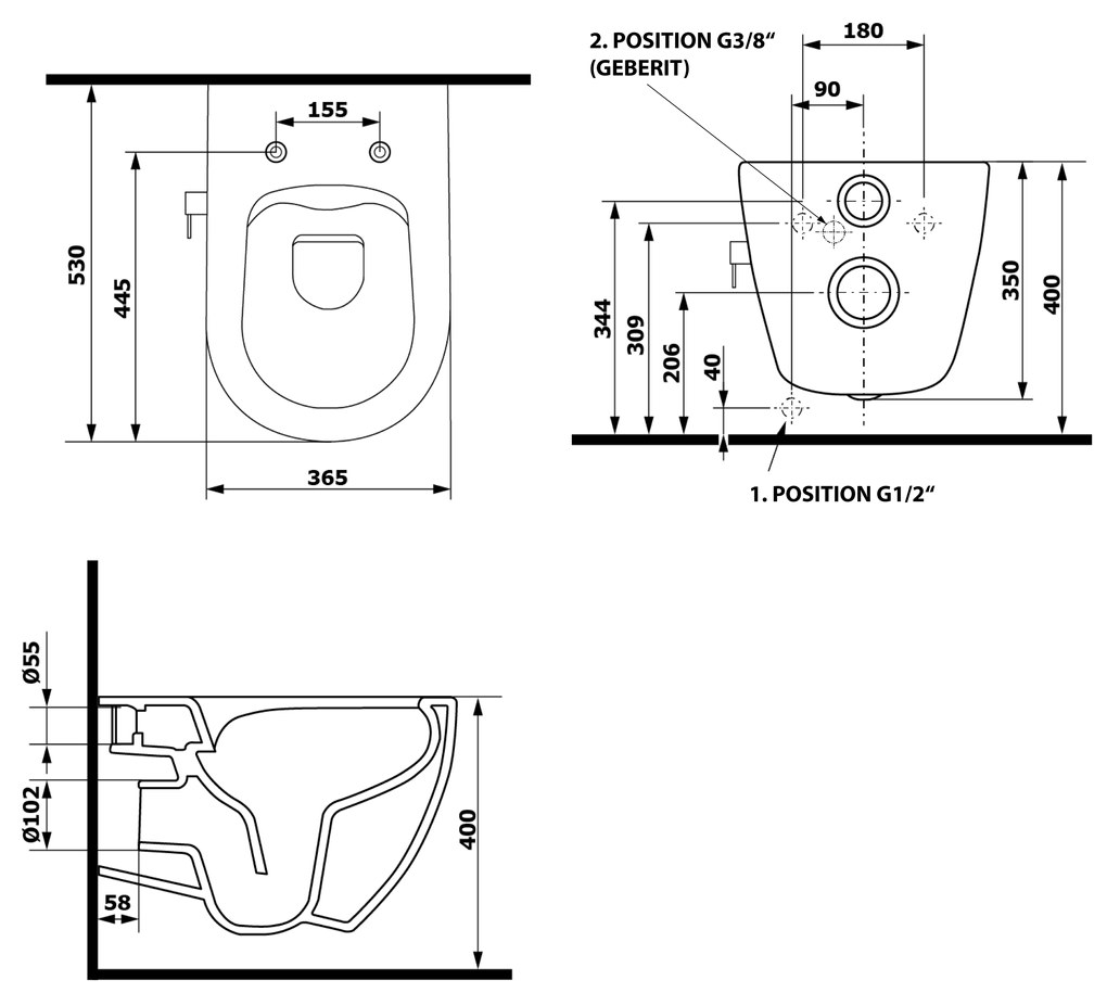 Isvea Isvea, INFINITY závesná WC misa Rimless, integrovaný ventil a bidetová spŕška 36,5x53 cm, biela, 10NFS1001I
