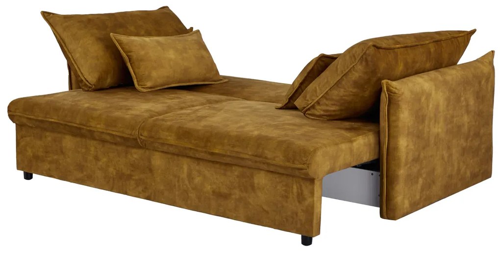 Rozkladacia pohovka APARTMENT 215 cm zamatová horčicovo žltá