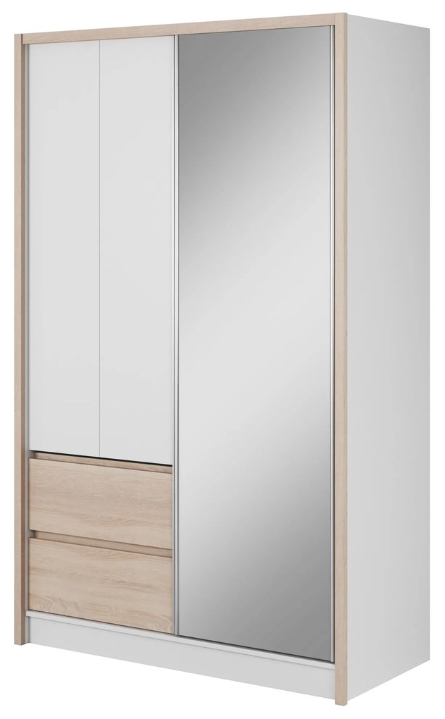 Šatní skříň Sara III 134 cm bílá/dub sonoma